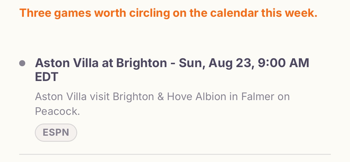 Game Day brief in intori listing three games worth circling on the calendar this week